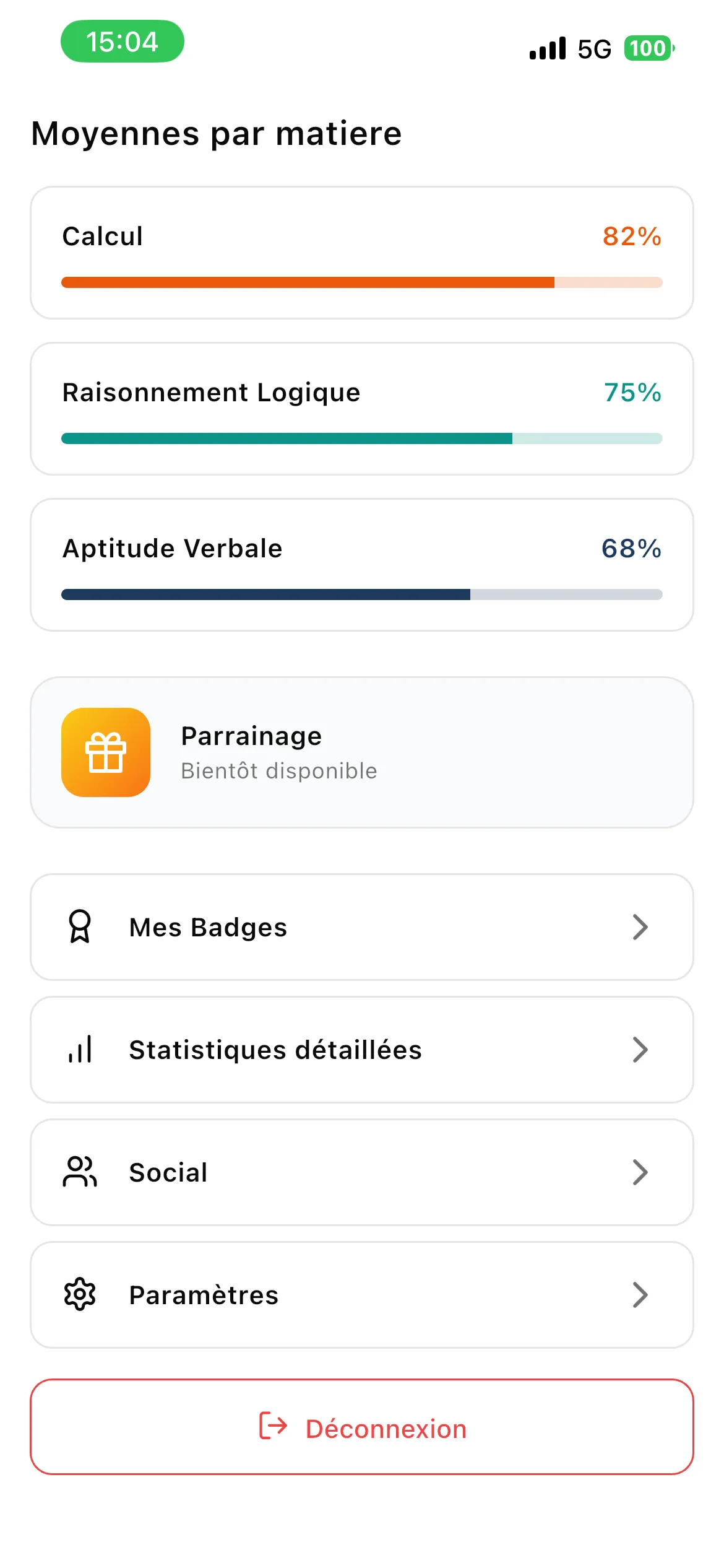 AST Blitz — moyennes par matière et progression