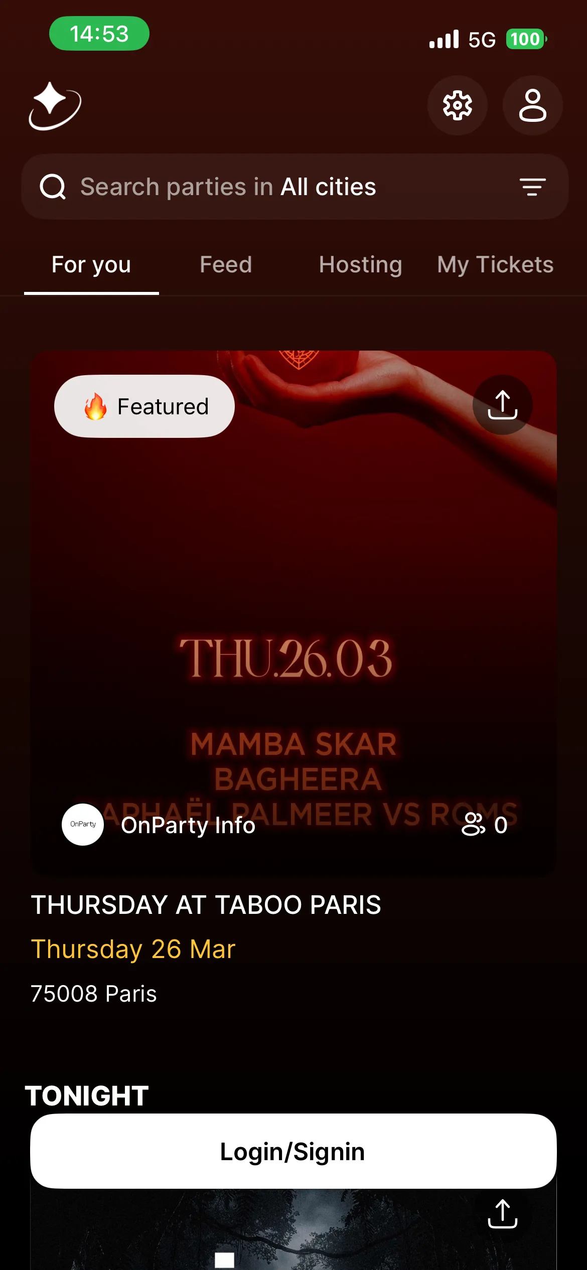 OnParty — feed événements