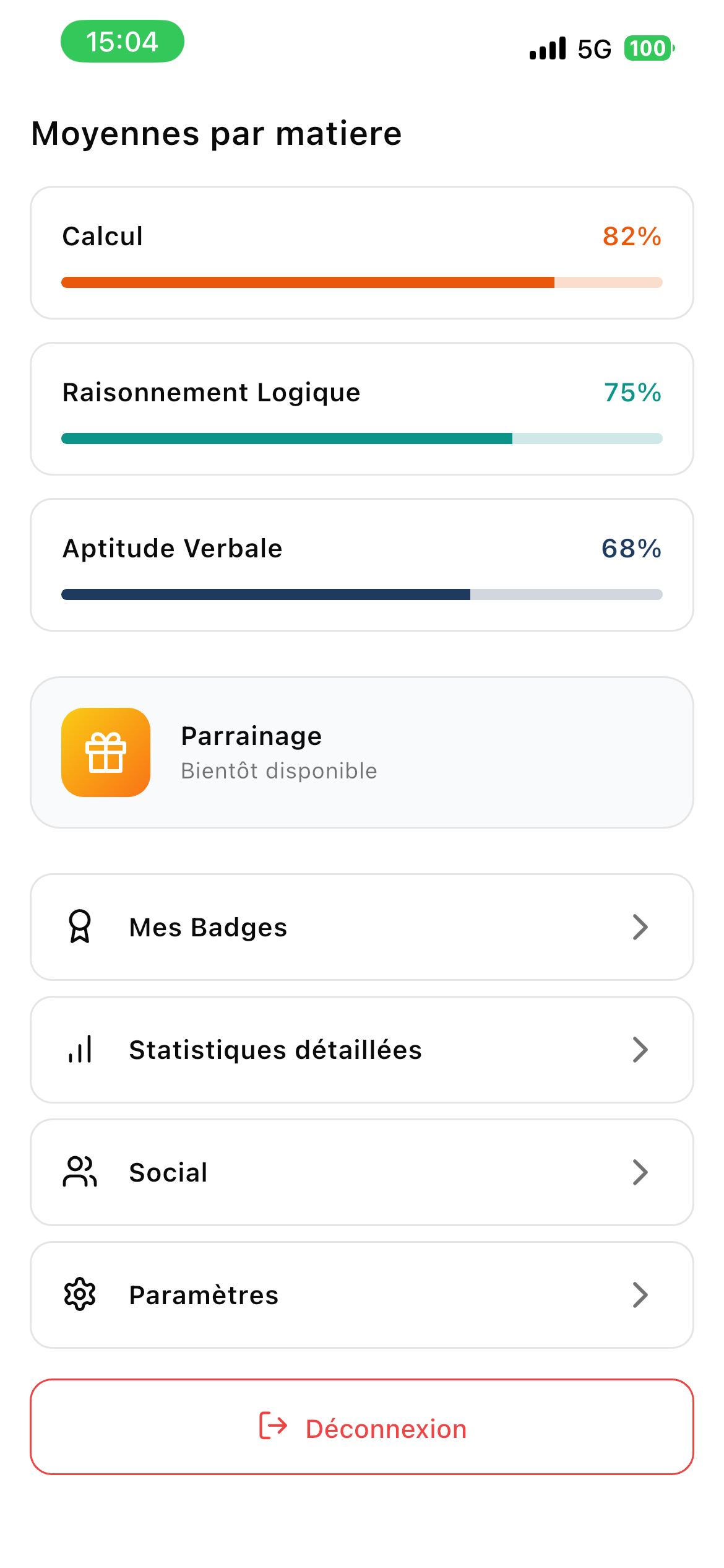AST Blitz — moyennes par matière et progression