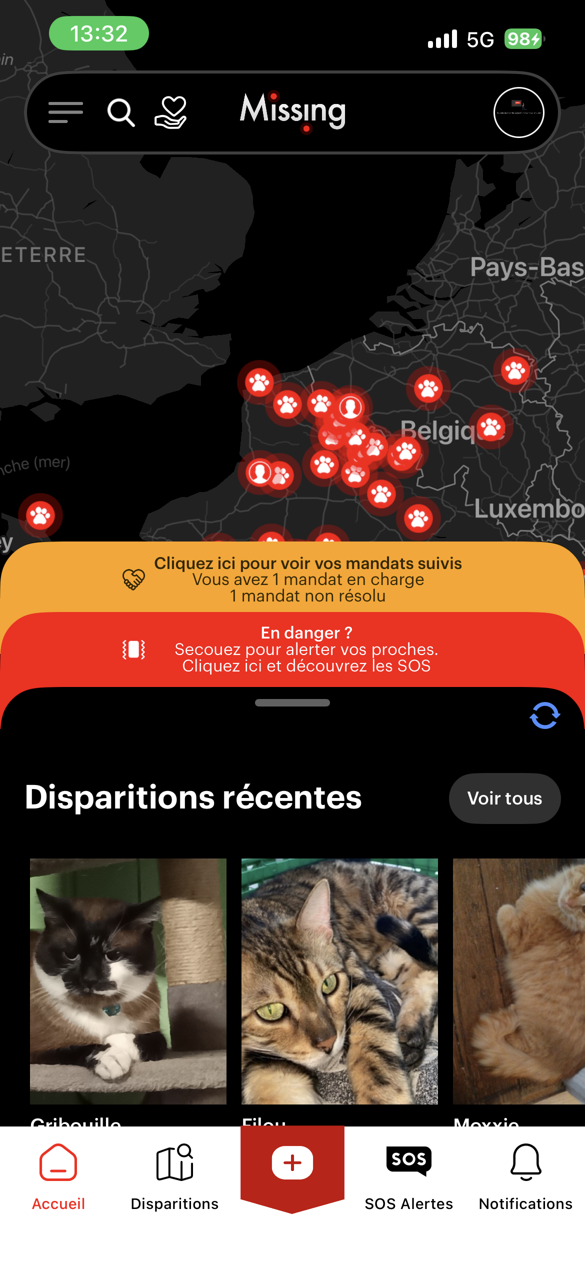 Application Missing — carte des disparitions et alertes
