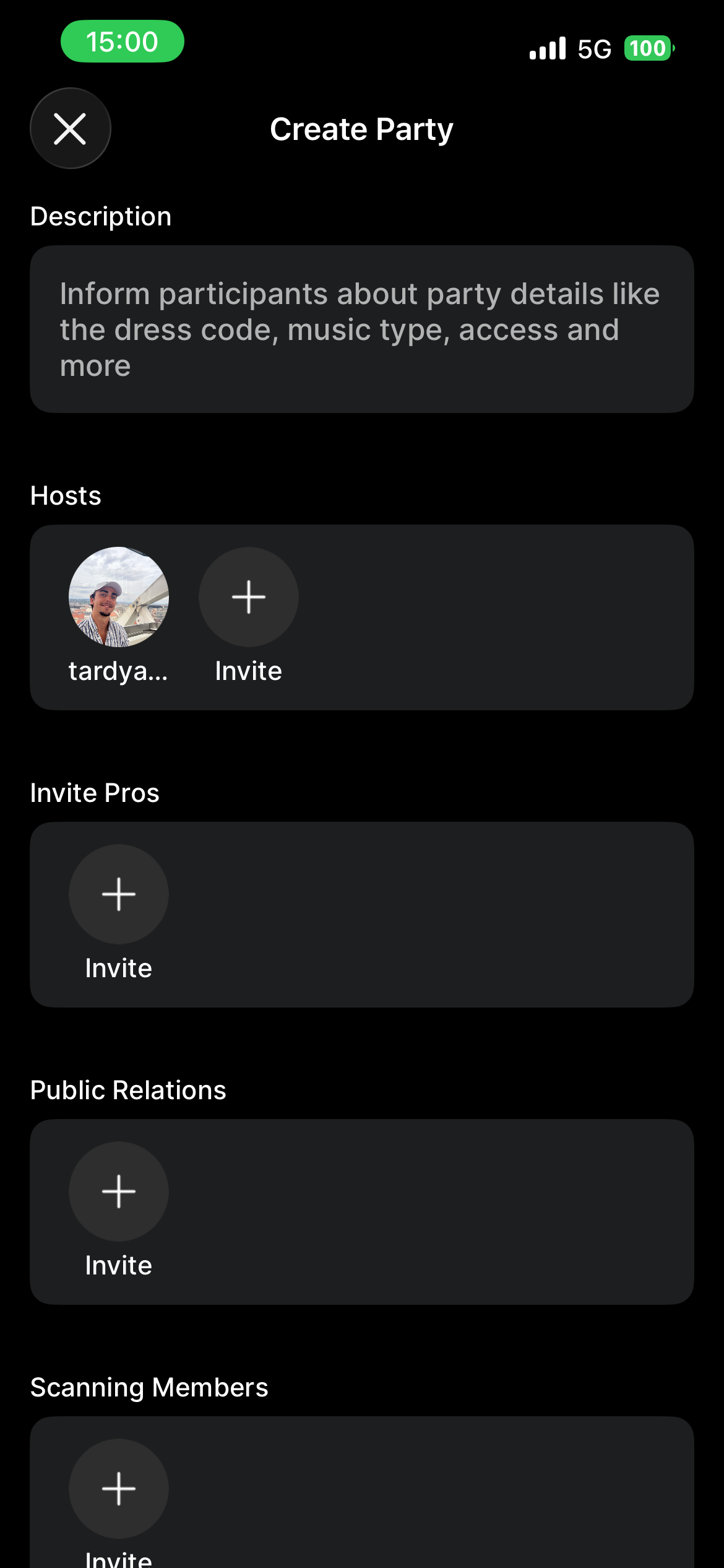 OnParty — création d'événement avec gestion d'équipe